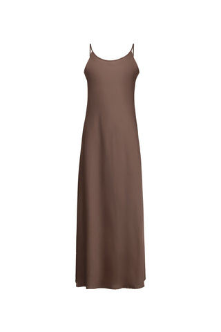 Point Satin Straight Slip Dress