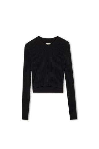 Point V-neck Cable Sweater