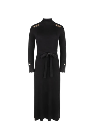 Ceremony Mockneck Metal Buttons Dress
