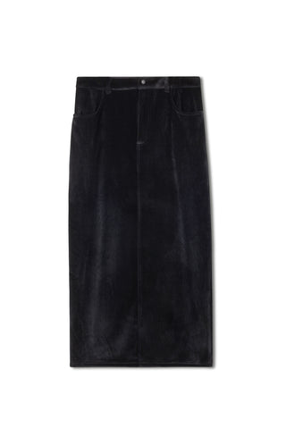 Point Ribbed Velour Maxi Skirt