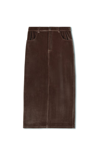 Point Ribbed Velour Maxi Skirt
