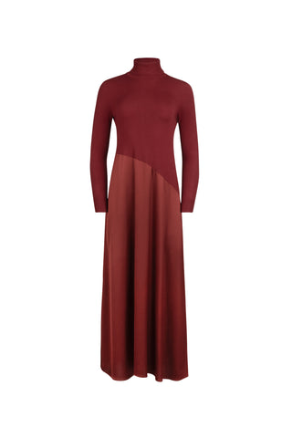 Point Mixed Turtleneck Dress