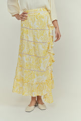 cleo printed maxi skirt w/ crochet
