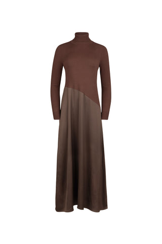 Point Mixed Turtleneck Dress