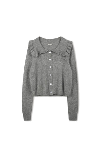 Point Fine Knit Ruffle Cardi