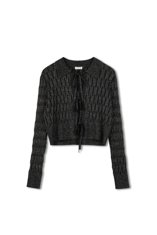 Point Metallic Knit Bow Cardi
