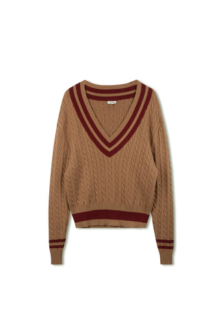 Point Chunky Knit Varsity Sweater
