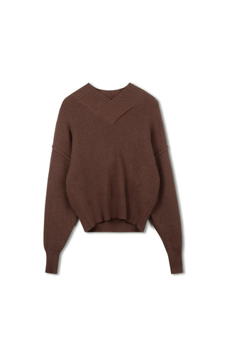 Point Chunky Knit V-neck Sweater