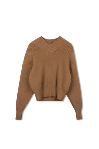 Point Chunky Knit V-neck Sweater