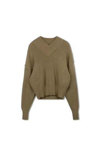 Point Chunky Knit V-neck Sweater