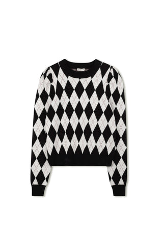 Point Puff Sleeve Jacquard Sweater