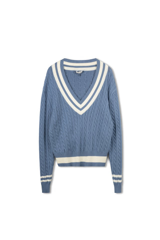 Point Chunky Knit Varsity Sweater