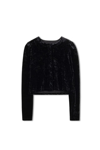 Point Velvet Puff Sleeve Cardigan