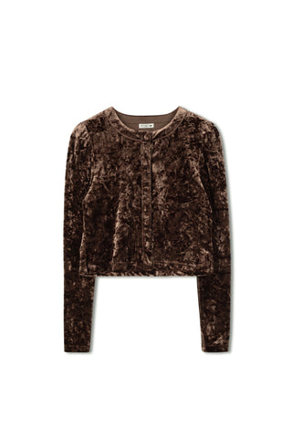 Point Velvet Puff Sleeve Cardigan