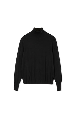 point classic turtleneck sweater - BLACK