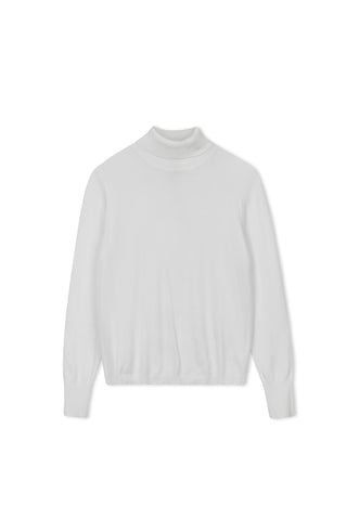 point classic turtleneck sweater - WHITE