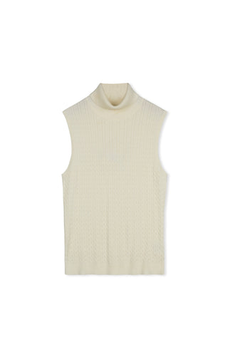 cinnamon sleeveless cable turtleneck - Cream