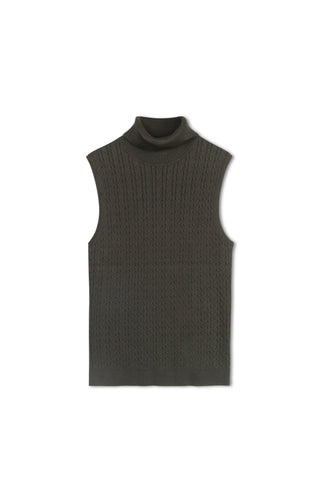 cinnamon sleeveless cable turtleneck - Hunter