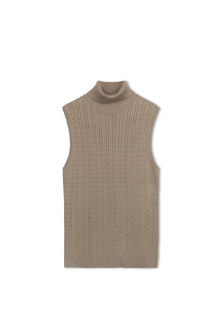 cinnamon sleeveless cable turtleneck - New Taupe