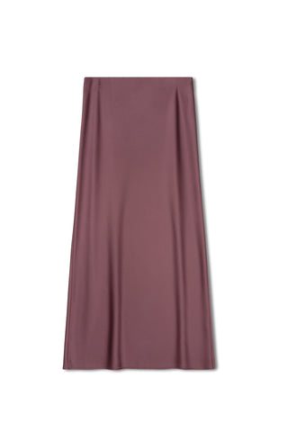 point satin straight skirt - BERRY WINE