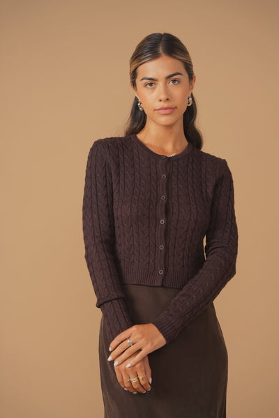 cinnamon cable cardi