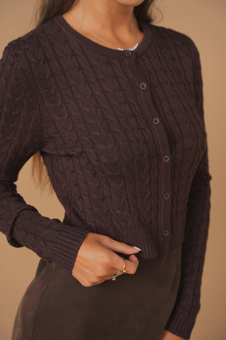 cinnamon chunky cable cardi