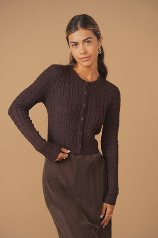 cinnamon chunky cable cardi