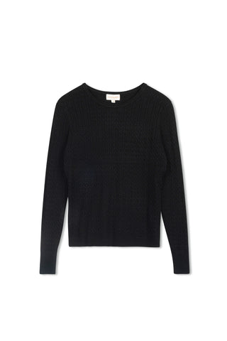 cinnamon cable crewneck - Black