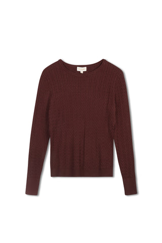 cinnamon cable crewneck - Brandy
