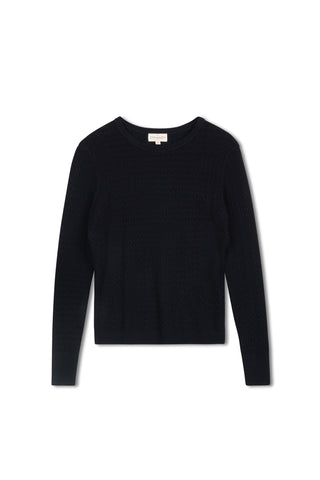 cinnamon cable crewneck - Navy