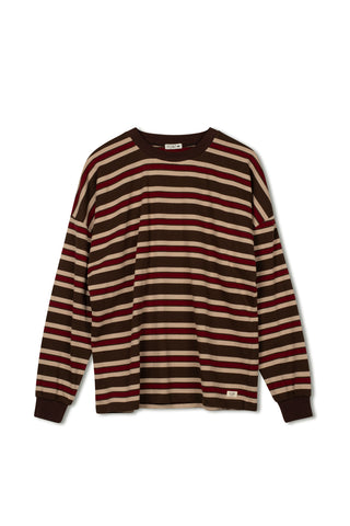 point striped boyfriend tee - CHOCOLATE DEEP CHERRY MULTI STRIPE
