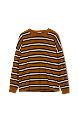 point striped boyfriend tee - TOBACCO NAVY MULTI STRIPE