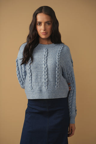 km lacing stitch detail sweater