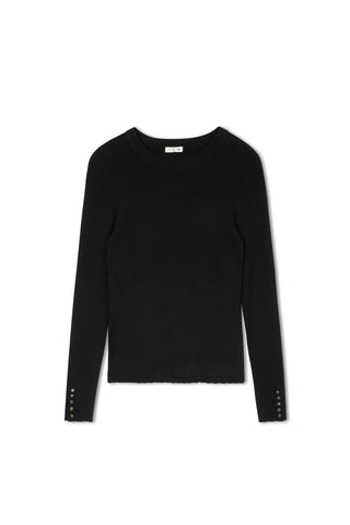 point scallop edge sweater - BLACK