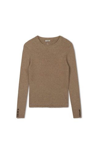 point scallop edge sweater - NEW TAUPE MELANGE