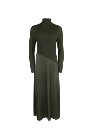 point mixed turtleneck dress