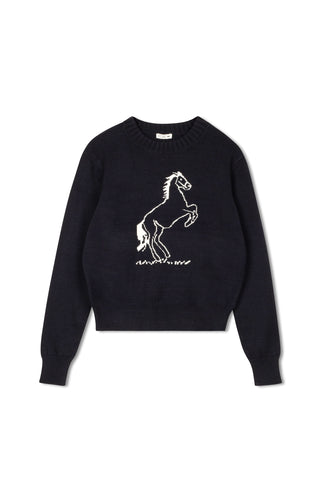 point riding sweater - NAVY