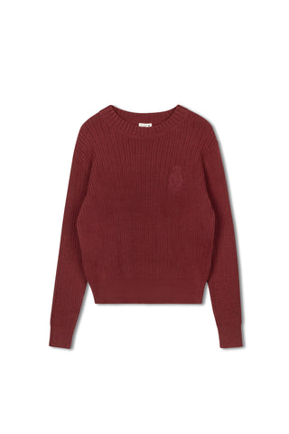 point cable crest sweater - BRANDY
