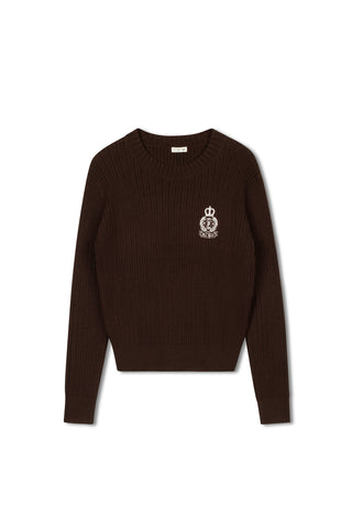 point cable crest sweater - CHOCOLATE