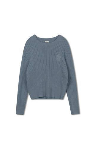 point cable crest sweater - WINDWARD BLUE