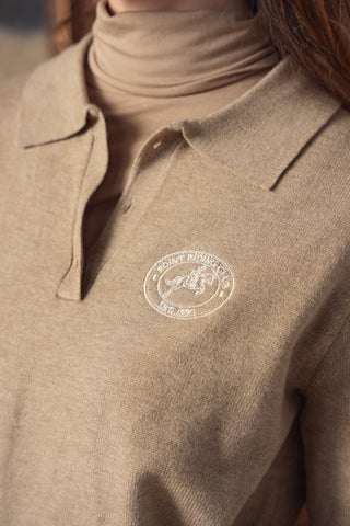 point knit polo sweater