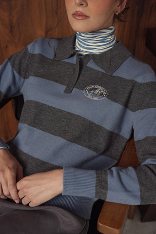 point knit polo sweater