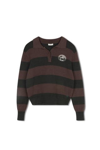 point knit polo sweater - HUNTER STRIPE