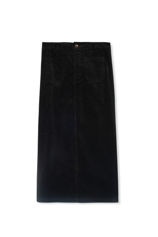 hd front pocket corduroy skirt - Black