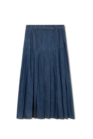 hd box pleated maxi skirt - INDIGO