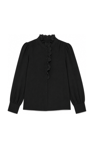 ceremony ruffle button down blouse