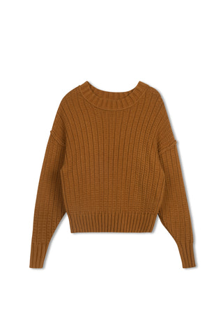 point chunky crew sweater
