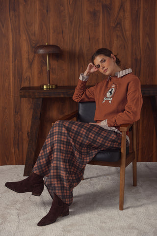 point jacquard crew sweater