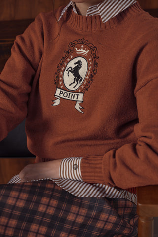 point jacquard crew sweater