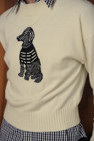 point jacquard crew sweater